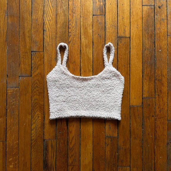 SKIMS Kim Kardashian Fuzzy Crop Tank Top Women L/XL Pink Cream Cute Fairy Kidcor - Picture 6 of 7